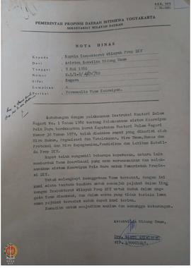 Surat dari Asisten Setwilda Bidang Umum kepada Kepala Inspektorat   tentang personalia team kears...