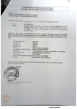 Permohonan Pembayaran Bantuan Rehabilitasi dan Rekonstruksi Rumah, Nama Kelompok Masyarakat Ngamp...