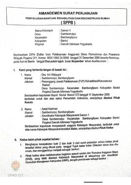 Surat Perjanjian Penyaluran Bantuan Rehabilitasi dan Rekonstruksi Rumah (SPPB),  Nama Kelompok Ma...