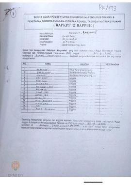 Berita Acara Pembentukan Kelompok dan Pengurus POKMAS & Penetapan prioritas usulan kegiatan R...