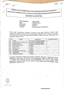 Berita Acara Pembentukan Kelompok dan Pengurus Pokmas dan Penetapan Prioritas Usulan Kegiatan Reh...