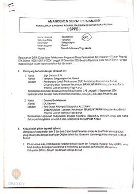 Surat Perjanjian Penyaluran Bantuan Rehabilitasi dan Rekonstruksi Rumah (SPPB)Rusak Berat, Nama K...