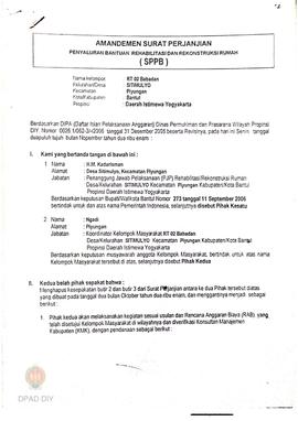 Amandemen Surat Perjanjian Penyaluran Bantuan Rehabilitasi dan Rekonstruksi Rumah (SPPB) Untuk Ru...