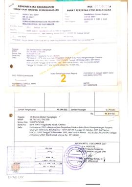 Surat Perintah Pencairan Dana kepada Siti Brenda Widuri Toengkagie untuk Pembayaran 100% Atas Pek...