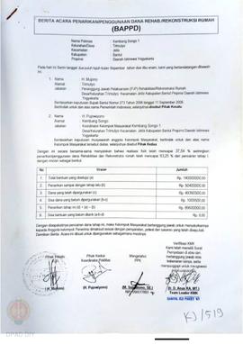 Berita Acara Penarikan/Penggunaan Dana Rehabilitasi/Rekonstruksi Rumah (BAPPD) Rusak Berat, Nama ...