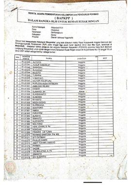 Berita Acara Pembentukan Kelompok dan Pengurus Kelompok Masyarakat dan Penetapan Prioritas Usulan...