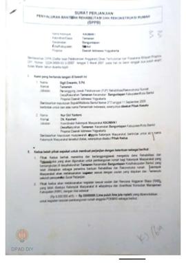 Surat Perjanjian Penyaluran Bantuan Rehabilitasi dan Rekonstruksi Rumah (SPPB)Rusak Berat, Nama K...