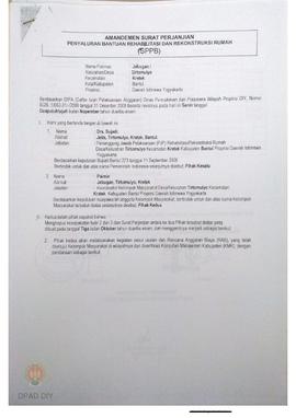 Amanemen Surat Perjanjian Penyaluran Bantuan Rehabilitasi dan Rekonstruksi Rumah (SPPB),  Nama Ke...
