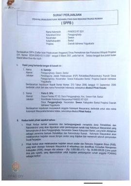 Surat Perjanjian Penyaluran Bantuan Rehabilitasi dan Rekonstruksi Rumah (SPPB),  Nama Kelompok Pa...