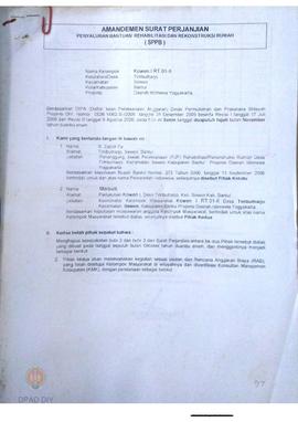 Amandemen Surat Perjanjian Penyaluran Bantuan Rehabilitasi dan Rekonstruksi Rumah (SPPB),  Nama K...