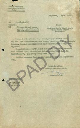 Surat dari Perencana Seksi Jalan/ Gedung DIY kepada Kepala Seksi Jalan dan Gedung DIY perihal per...