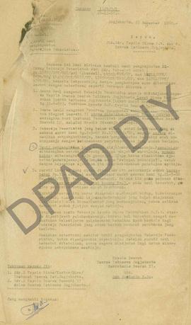 Surat dari Kepala Daerah DIY kepada Kepala Dinas Pendidikan Pengajaran dan Kebudayaan DIY tentang...