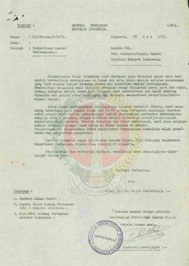 Pemberitahuan usaha-usaha pembangunan di bidang pertanian .