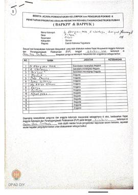 Berita Acara Pembentukan Kelompok dan Pengurus Pokmas dan Penetapan Prioritas Usulan Kegiatan Reh...