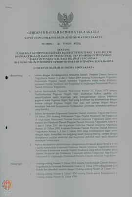 Keputusan Gubernur DIY Nomor 41 Tahun 2004 tentang pemberian kompensasi kepada pejabat struktural...