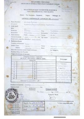 Laporan dari Balai Pengawasan dan Sertifikasi Benih II Jawa Tengah dan DIY tentang hasil pemeriks...