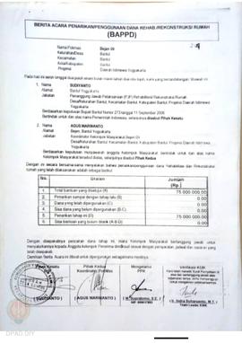 Berita Acara Penarikan/Penggunaan Dana Rehabilitasi/Rekonstruksi Rumah (BAPPD) Rusak Ringan, Nama...