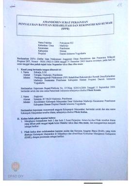 Amandemen Surat Perjanjian Penyaluran Bantuan Rehabilitasi dan Rekonstruksi Rumah (SPPB),  Nama K...
