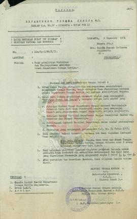 Team penelitian perbaikan dan penyempurnaan administrasi Departemen Tenaga Kerja RI.