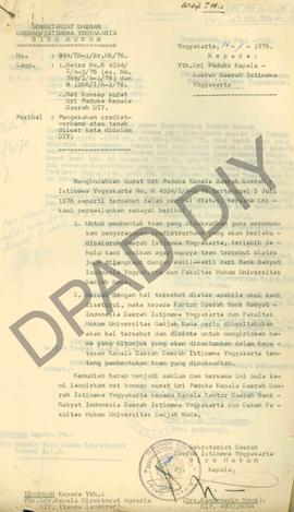 . Surat Kepala Biro Hukum Setda DIY. Kepala Sri Paduka Kepala Daerah DIY. tentang pengesahan Cred...