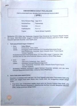 Amandemen dan Surat Perjanjian Penyaluran Bantuan Rehabilitasi dan Rekonstruksi Rumah (SPPB),  Na...