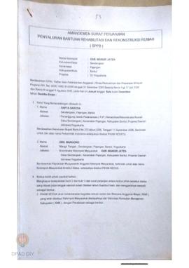 Amandemen Surat Perjanjian Penyaluran Bantuan Rehabilitasi dan Rekonstruksi Rumah (SPPB), Nama Ke...