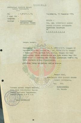 Elektrifikasi Kab. Sleman perusahaan Umum Listrik Negara Cab. Yogyakarta.