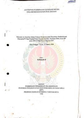 Makalah Antisipasi Pembinaan Generasi Muda dalam Menghadapi Perubahan yang disusun oleh Kelompok ...