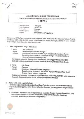 Amandemen Surat Perjanjian Penyaluran Bantuan Rehabilitasi dan Rekonstruksi Rumah (SPPB) rumah ru...