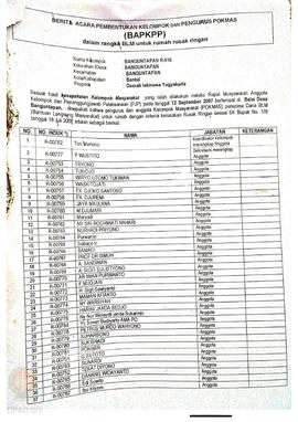 Berita Acara Pembentukan Kelompok dan Pengurus Kelompok Masyarakat dan Penetapan Prioritas Usulan...