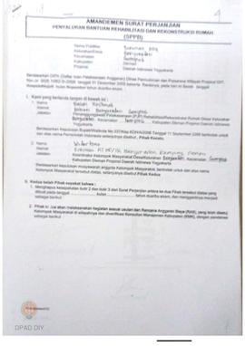Amandemen Surat Perjanjian Penyaluran Bantuan Rehabilitasi dan Rekonstruksi Rumah (SPPB),  Nama K...