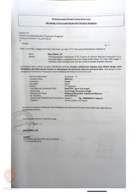 Permohonan Pembayaran Bantuan Rehabilitasi dan Rekonstruksi Rumah, Nama Kelompok Masyarakat Sings...