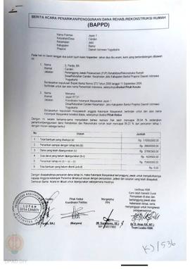 Berita Acara Penarikan/Penggunaan Dana Rehabilitasi/Rekonstruksi Rumah (BAPPD) Rusak Berat, Nama ...