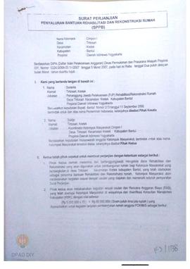 Surat Perjanjian Penyaluran Bantuan Rehabilitasi dan Rekonstruksi Rumah (SPPB),  Nama Kelompok Ci...