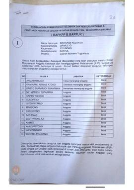 Berita Acara Pembentukan Kelompok dan Pengurus POKMAS & Penetapan prioritas usulan kegiatan R...