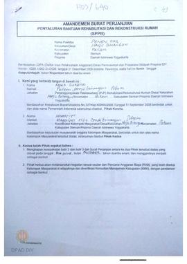 Amandemen Surat Perjanjian Penyaluran Bantuan Rehabilitasi dan Rekonstruksi Rumah (SPPB),  Nama K...