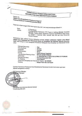 Permohonan Pembayaran Bantuan Rehabilitasi dan Rekonstruksi Rumah, Nama Kelompok Masyarakat Cikal...