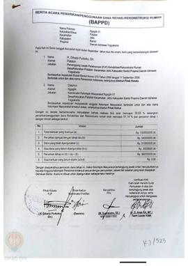 Berita Acara Penarikan/Penggunaan Dana Rehabilitasi/Rekonstruksi Rumah (BAPPD) Rusak Berat, Nama ...