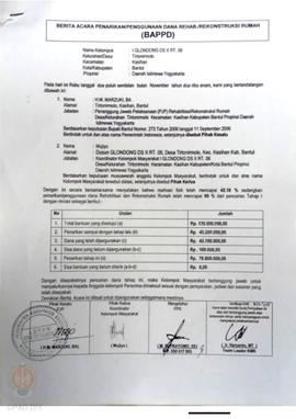 Berita Acara Penarikan/Penggunaan Dana Rehabilitasi/Rekonstruksi Rumah (BAPPD) Rusak Berat, Nama ...