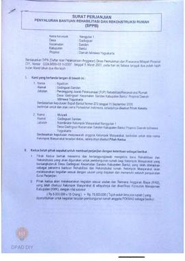 Surat Perjanjian Penyaluran Bantuan Rehabilitasi dan Rekonstruksi Rumah (SPPB),  Nama Kelompok Na...