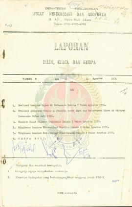 Laporan iklim, cuaca dan gempa bumi di Indonesia.