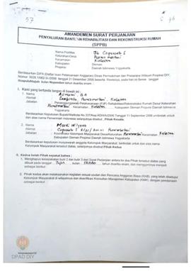 Amandemen Surat Perjanjian Penyaluran Bantuan Rehabilitasi dan Rekonstruksi Rumah (SPPB),  Nama K...