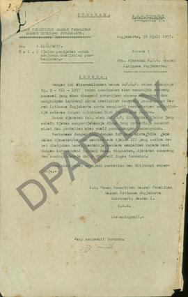 Surat dari Dewan Pemerintah Daerah Peralihan DIY kepada Jawatan Jalan dan Gedung DIY perihal usul...