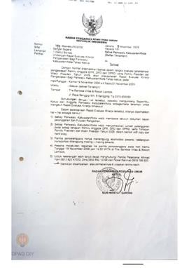 Undangan dari Badan Pengawas Pemilihan Umum RI tentang Rapat Evaluasi Kinerja Pengawasan bagi Pan...