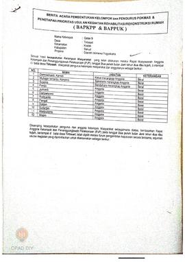 Berita Acara Pembentukan Kelompok dan Pengurus Kelompok Masyarakat dan Penetapan Prioritas Usulan...