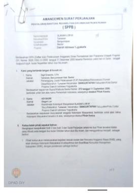 Surat Perjanjian Penyaluran Bantuan Rehabilitasi dan Rekonstruksi Rumah (SPPB)Rusak Berat, Nama K...