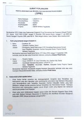 Surat Perjanjian Penyaluran Bantuan Rehabilitasi dan Rekonstruksi Rumah (SPPB), Nama Kelompok Jad...