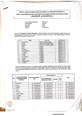 Berita Acara Pembentukan Kelompok dan Pengurus POKMAS & Penetapan prioritas usulan kegiatan R...