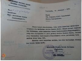 Surat tentang konsep Candrasengkala yang akan dipasang pada pintu gerbang Stadion Mandala Krida Y...