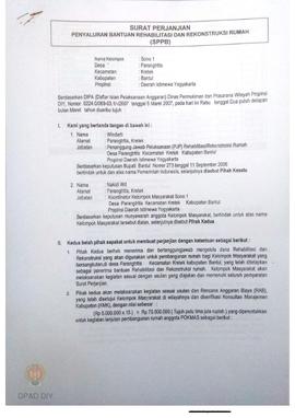 Surat Perjanjian Penyaluran Bantuan Rehabilitasi dan Rekonstruksi Rumah (SPPB),  Nama Kelompok So...